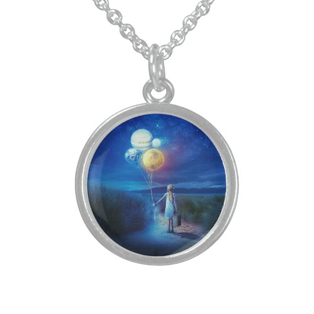Surreal Moving to Her Future  Sterling Silver Necklace (Front)