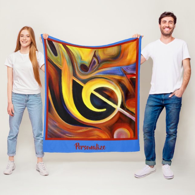 Surreal Musical Clef Notes Oil Painting Rendition Fleece Blanket (In Situ)
