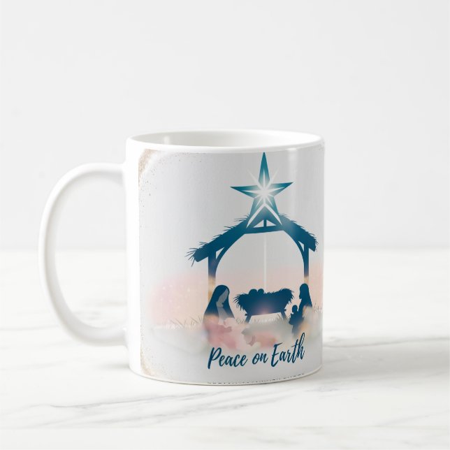 Surreal Nativity Peace on Earth Minimalist Classic Coffee Mug (Left)