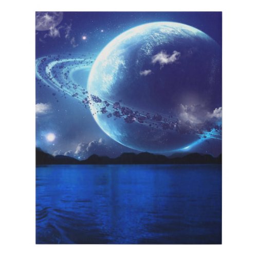 Surreal Night Time Planet Faux Canvas Print