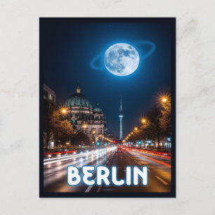 Surreal night view of berlin postcard