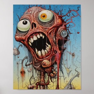 Surreal Nightmare Monster Squashed Between Vice - Poster