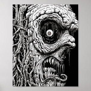 Surreal Nightmare Monster Squashed Between Vice - Poster