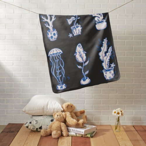 Surreal Ocean Botanicals Baby Blanket