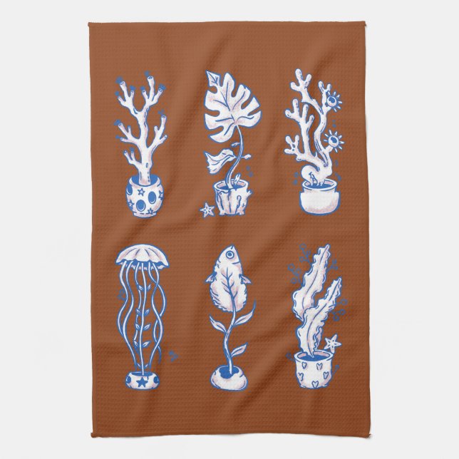 Surreal Ocean Botanicals Kitchen Towel (Vertical)