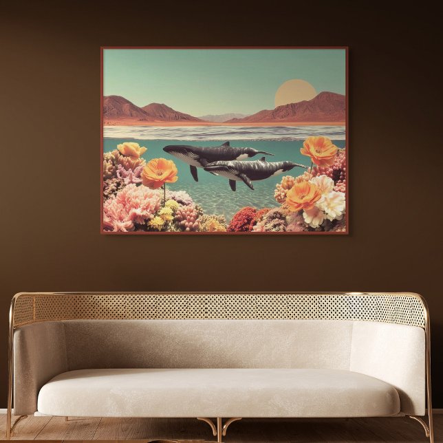 Surreal Ocean Scene With Whales And Coral Poster (Creator Uploaded)