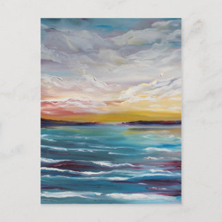 Surreal Ocean Waves and Clouds Postcard