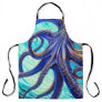 Surreal Octopus Blue Ocean Wave Impressionism Apron