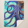 Surreal Octopus Blue Ocean Wave Impressionism Sherpa Blanket