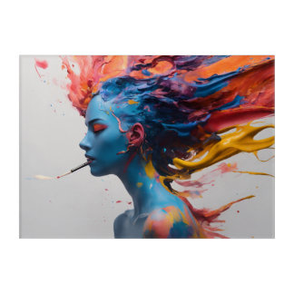 Surreal On A White Background Single Brushstroke  Acrylic Print