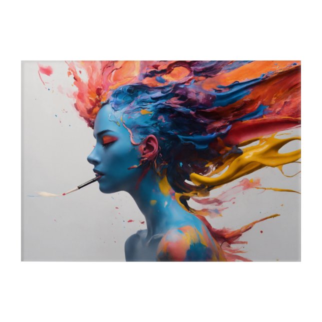 Surreal On A White Background Single Brushstroke  Acrylic Print (Front)