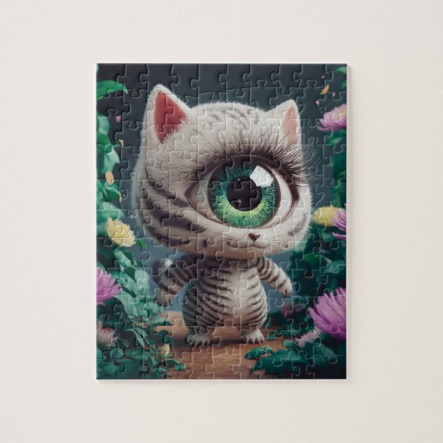 Surreal One Eyed Zebra Kitty Jigsaw Puzzle (Vertical)
