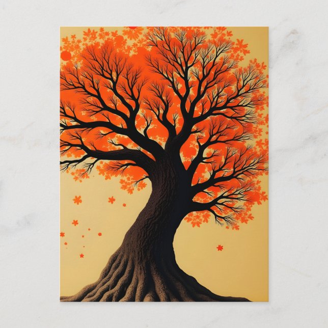 Surreal Orange Autumn Tree Postcard (Front)