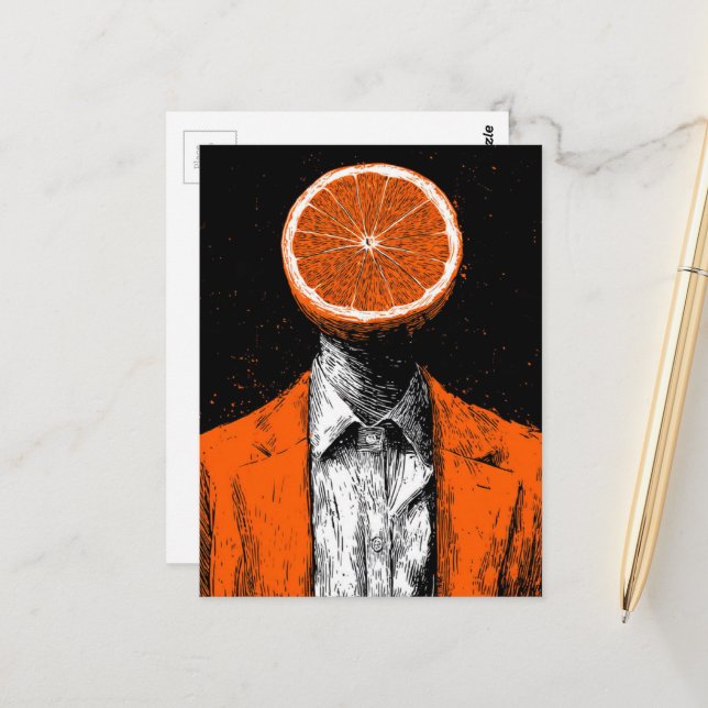 Surreal Orange Person Postcard (Front/Back In Situ)