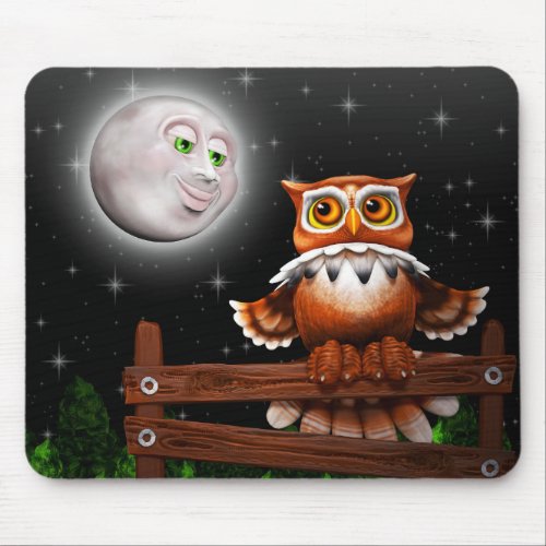 Surreal Owl and Moon Mouse_pads Mouse Pad