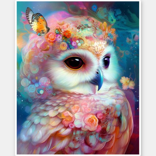 Surreal Owl Fantasy Art Sticker