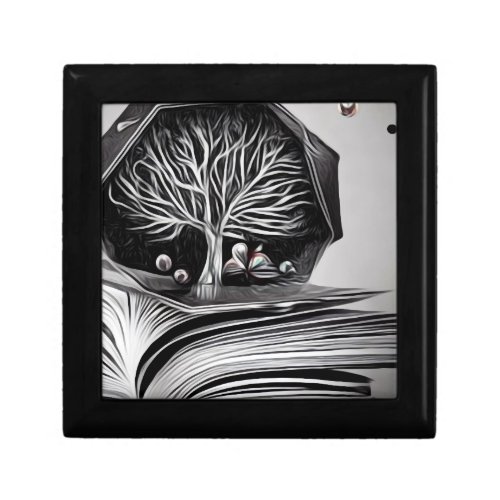 Surreal Painted Book  Tree Gift Box