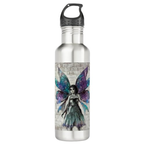 Surreal Painted Brick Wall Fairy Stainless Steel Water Bottle