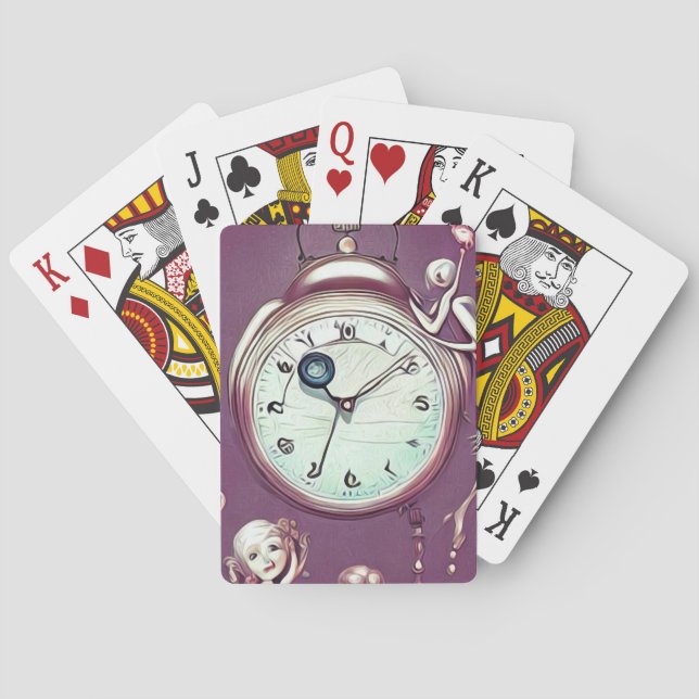 Surreal Painted Clock 9 Poker Cards (Back)