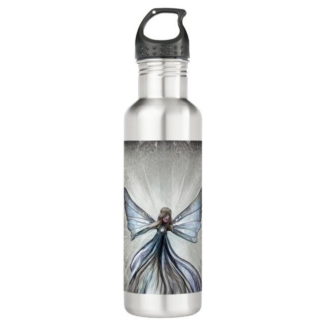 Surreal Painted Opal Sunburst Fairy Stainless Steel Water Bottle (Front)