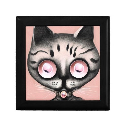 Surreal Painted Pink Eyes Cat Gift Box