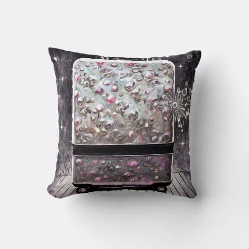 Surreal Painted Pink Luggage Throw Pillow