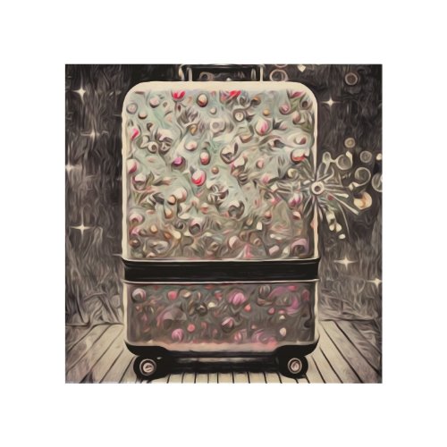 Surreal Painted Pink Luggage Wood Wall Art