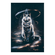 Surreal painting of a magical cat