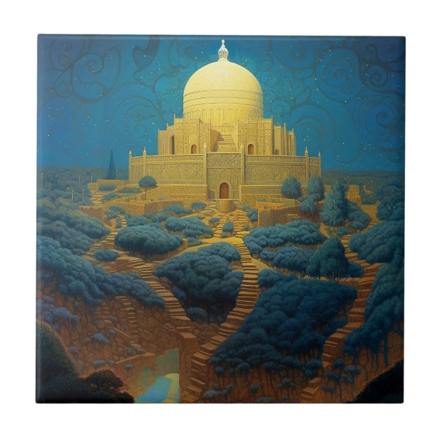 Surreal Palace Landscape Ceramic Tile (Front)