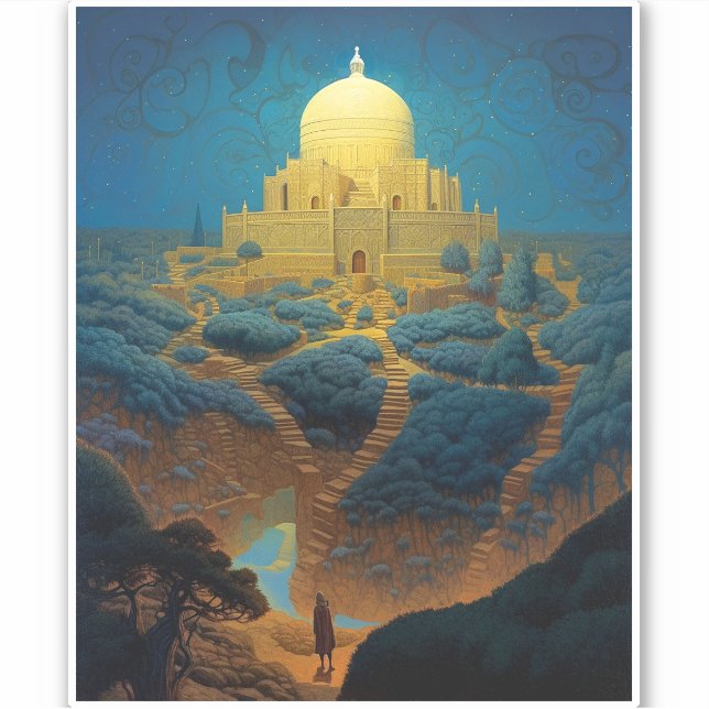 Surreal Palace Landscape Sticker (Front)