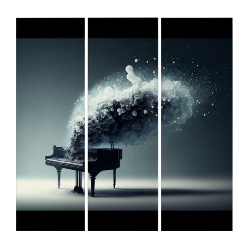 Surreal Particle Explosion Piano Triptych