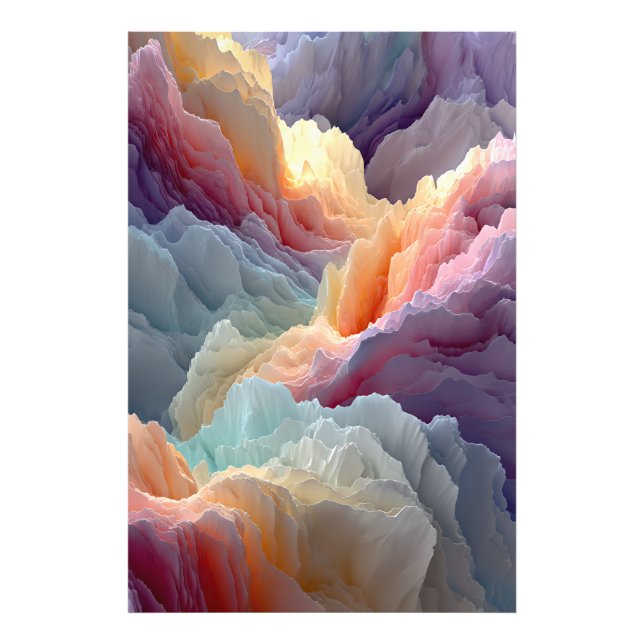 Surreal Pastel Rainbow Mountains Fantasy Landscape Photo Print (Front)