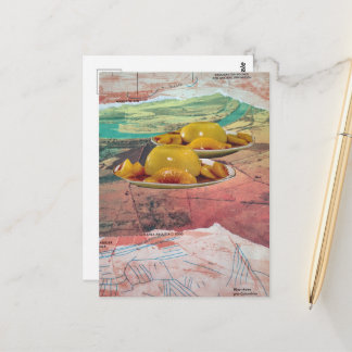 Surreal Peach Mountains Collage Postcard