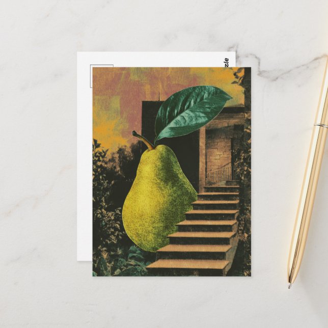 Surreal Pear and Stairs Postcard (Front/Back In Situ)