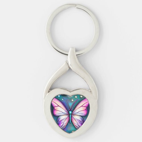 Surreal Pink Butterfly Keychain