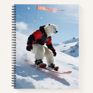 Surreal Polar Bear Snowboarding Winter Adventure Notebook
