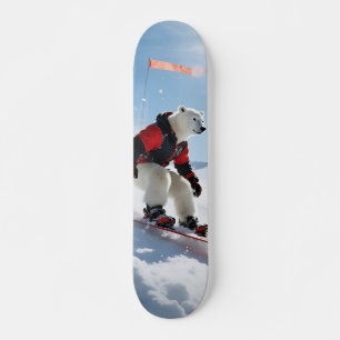 Surreal Polar Bear Snowboarding Winter Adventure Skateboard
