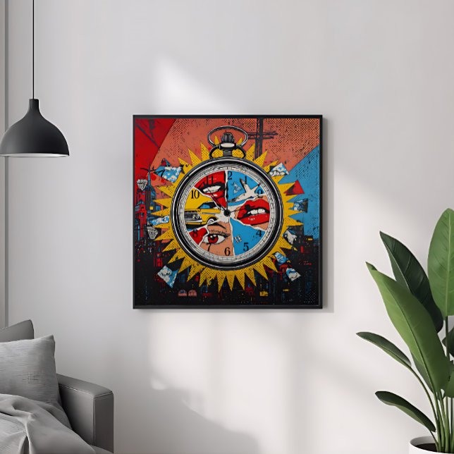 Surreal Pop Art Clock Canva Time,City &Memory Wall Canvas Print (Creator Uploaded)