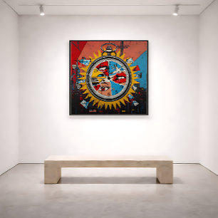 Surreal Pop Art Clock Canva Time,City &Memory Wall Canvas Print