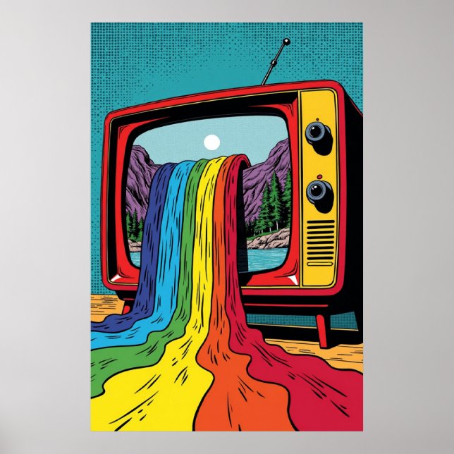 Surreal Pop Art: Rainbow on Screen Poster (Front)