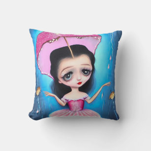 Surreal Pop Umbrella Head Doll Throw Pillow