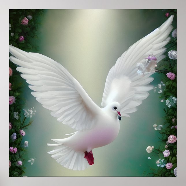 Surreal Pop White Wedding Dove Poster (Front)