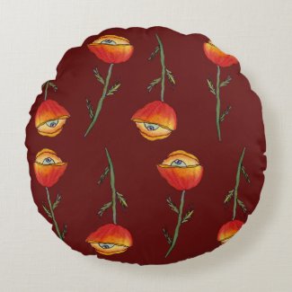 Surreal Poppy Flowers Art  Round Pillow