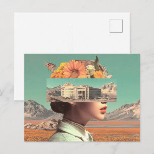 Surreal Portrait with Architectural Landscape Postcard