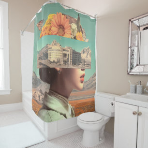 Surreal Portrait with Architectural Landscape Shower Curtain