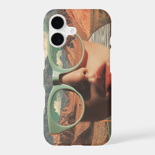 Surreal Portrait With Glasses Reflecting Desert iPhone Case (Back)