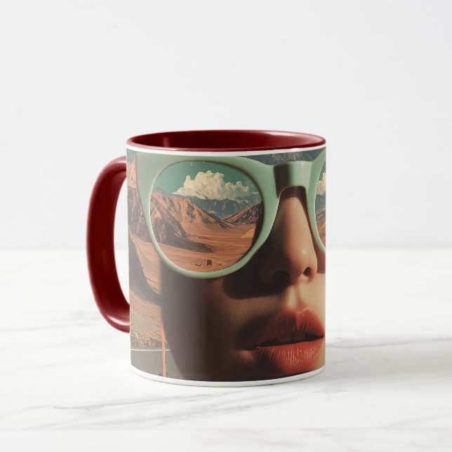 Surreal Portrait With Glasses Reflecting Desert Mug (Front Left)