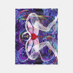 Surreal Psychedelic Dragon Fly Fleece Blanket