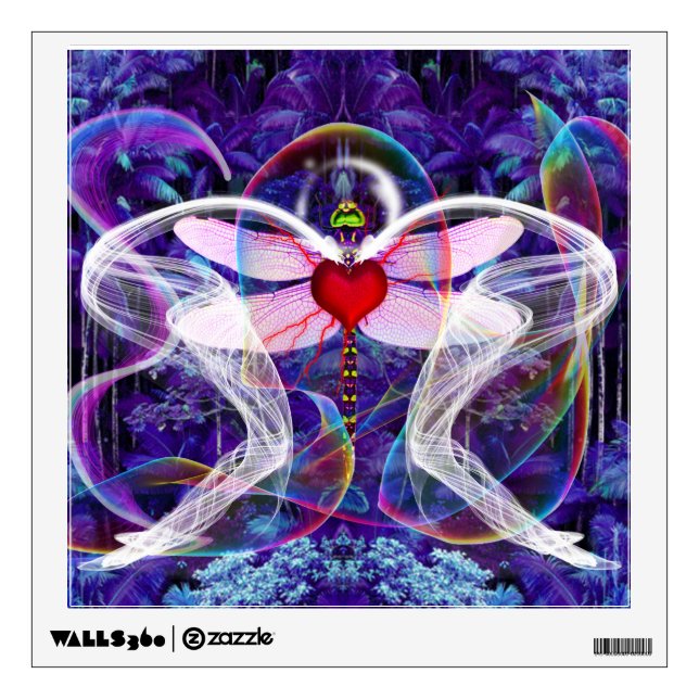 Surreal Psychedelic Dragon Fly Wall Decal (Front)