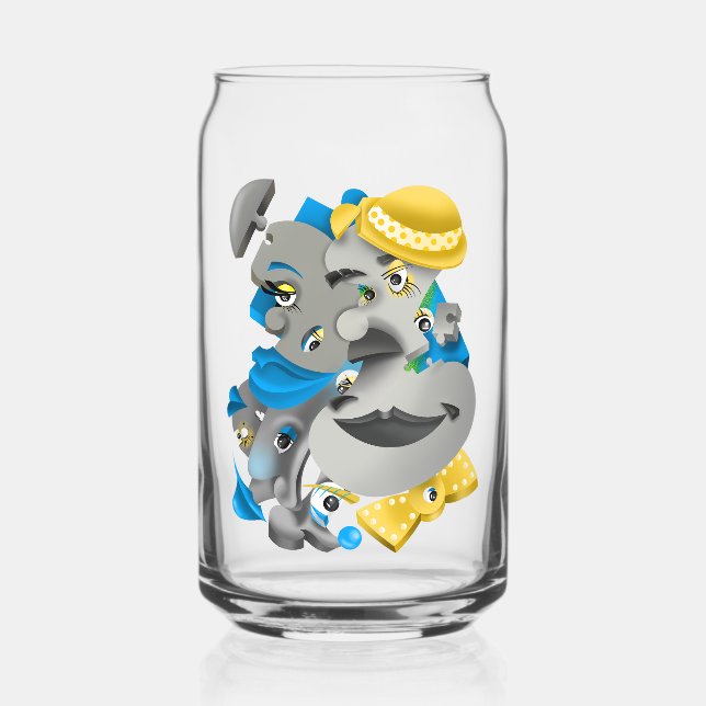 Surreal Puzzle Faces Can Glass (Front)